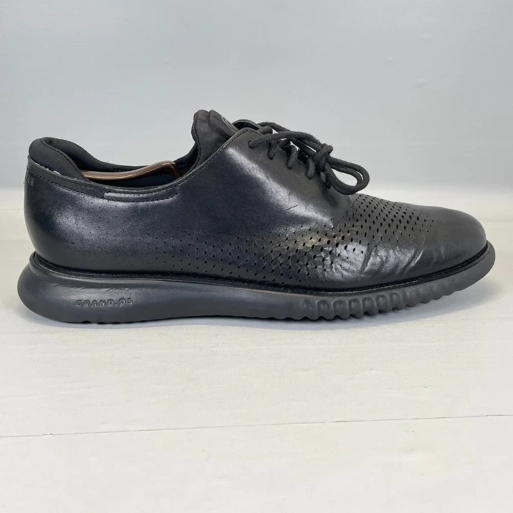 Cole Haan 2.Zerogrand Oxfords Mens Size 11.5 M Black Leather Laser Wingtip Shoes